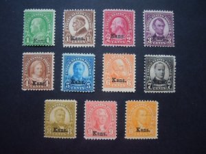 1929 #658-668 Complete Set Kansas Overprints MH OG F/VF  CV $216 #DS2
