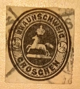 1852 Braunschweig 1/3 Groschen Black - Michel N12 - Rare Early German States