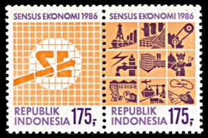 Indonesia 1287, MNH, Industrial Census se-tenant pair