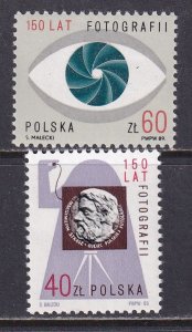 Poland 1989 Sc 2937-8 Photography Pioneer Maksymilian Strasz Stamp MNH