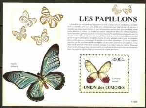 COMORES 2009 BUTTERFLIES SHEETLET MNH 