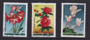 Korea DPR   #2508-2510  cancelled 1985 flowers