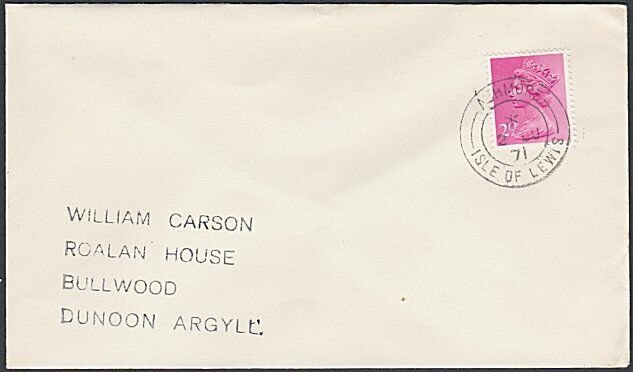 GB SCOTLAND 1971 cover ACHMORE / ISLE OF LEWIS  cds.........................K634