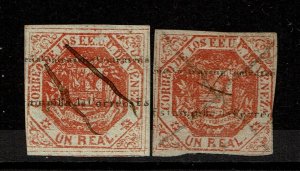 Venezuela SC# 46 x 2, Used, right sm shallow ctr/side thin - S12278