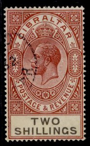 GIBRALTAR GV SG103, 2s red-brown & black, FINE USED. Cat £40.