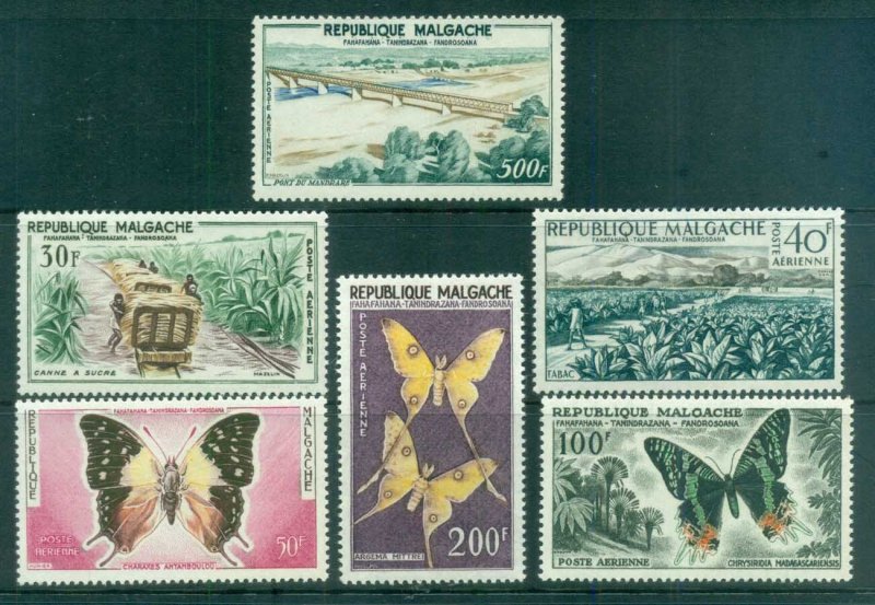 Madagascar 1960 Pictorials, Airmail, Butterflies, Bridge, Train, Tobacco MUH