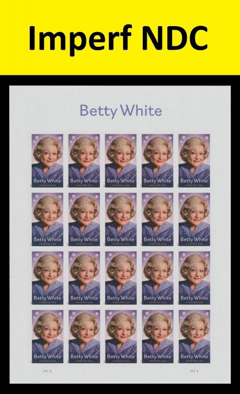 US 5976a Betty White imperf NDC sheet 20 MNH 2025