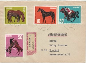 Germany DDR 1967 Regd Pulsnitz Cancels Multiple Horses Stamps Cover Ref 30276