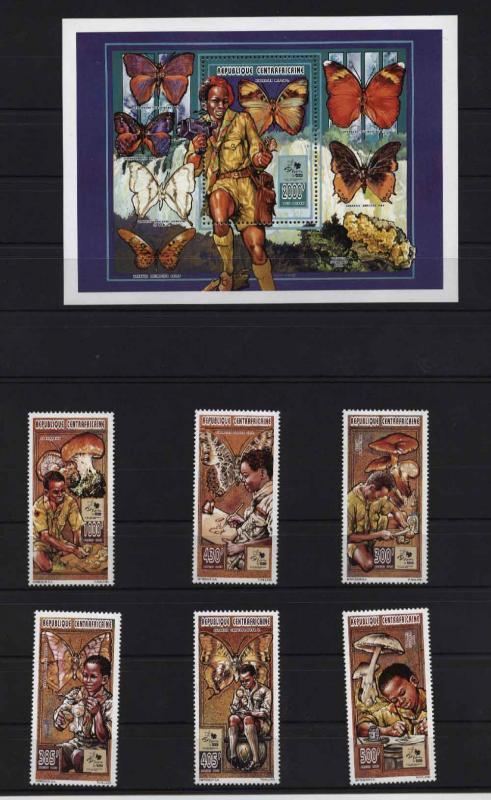 Central Africa 1995 Butterflies/Mushrooms/Scouts MNH