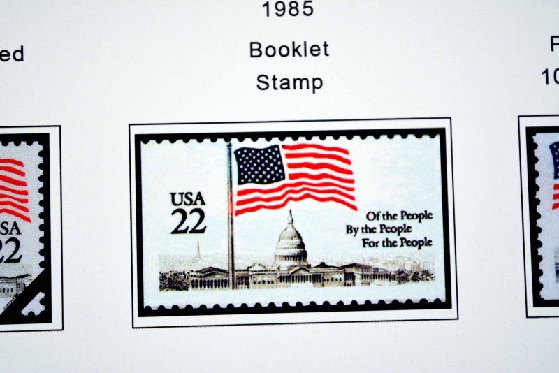 COLOR PRINTED U.S.A. 1966-1990 STAMP ALBUM PAGES (111 illustrated pages)