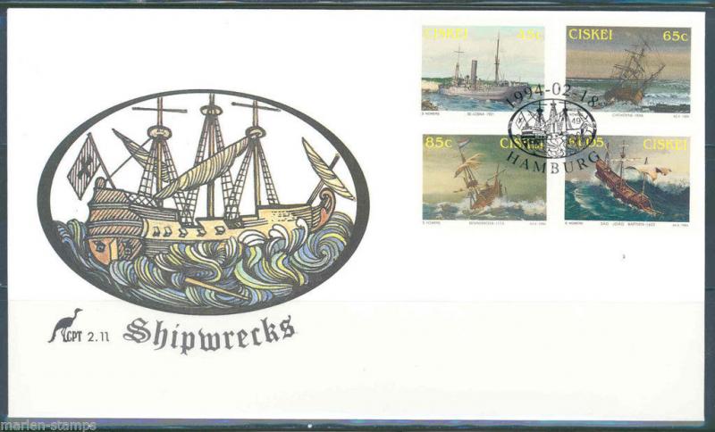 CISKEI  SHIPWRECKS  FIRST DAY COVER 