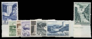 Iceland #289-296 Cat$66.30, 1956 Waterfalls, complete set, never hinged