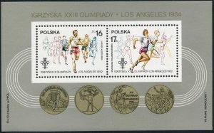 Poland 2621a sheet, MNH. Mi 2916C-2917C Bl.94. Olympics Los Angeles-1984.Running