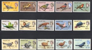 1967 Mauritius, Self Government - Uccelli - set di 15 values, Catalog Yvert n. 2