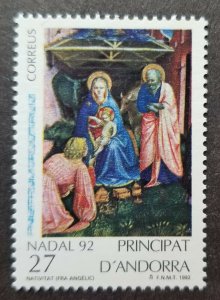 *FREE SHIP Andorra Christmas 1992 3 Kings Painting Religious (stamp) MNH