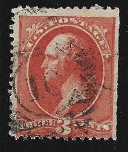 U.S. Scott #214 Used 3c Washington stamp   2019 CV $50.00
