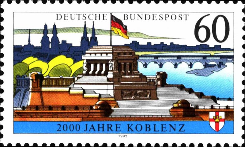 Germany  1992 SC #1669 Base of William I monument and City silhouette Used.