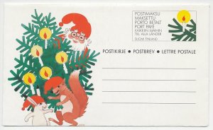 Postal stationery Finland 1991 Santa Claus - Squirrel - Hedgehog - Hare