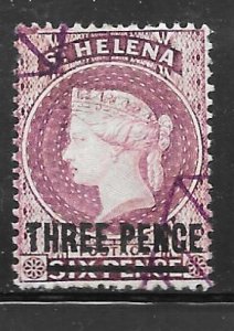 Saint Helena 37a: 3 on 6d Queen Victoria, CTO, AVG