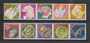 FISH - MALAYSIA #767-8 FISH & YEAR OF THE DRAGON-STRIPS MNH