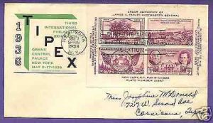 778  TIPEX 3c S/S 1936 AT NEW YORK, LINPRINT FIRST DAY COVER.