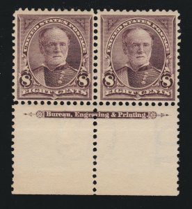 US 272 8c Sherman Mint Pair with Margin Inscription VF OG NH/H SCV $280