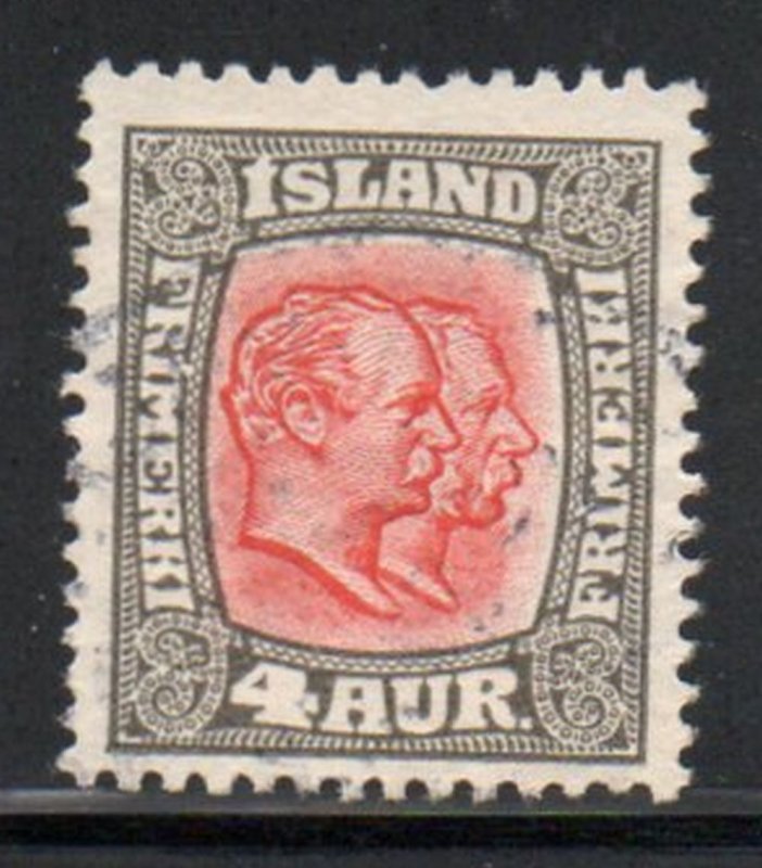 Iceland  Sc  101 1915 4 aur 2 Kings stamp used