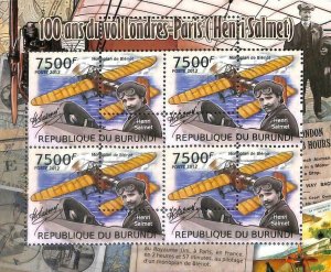 A0173  - BURUNDI - ERROR 2012  MISSPERF stamp SHEET:  AVIATION Bleriot Salmet