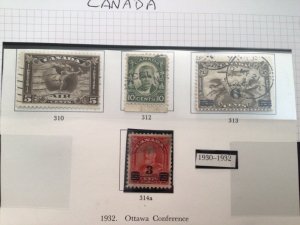 Canada 1930-33 used stamps on folded album page   A10176