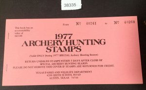 MOMEN: US STAMPS   1977 ARCHERY HUNTING STAMPS MINT OG NH BOOKLET LOT #38335