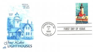 US TOPICAL CACHETED FIRST DAY COVER SET - GREAT LAKES LIGHTHOUSES (4) ENVELOPES