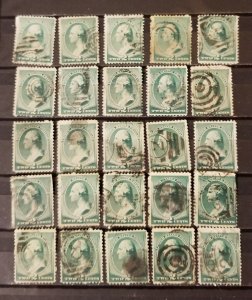 US Scott 213 - 1887 2c George Washington 25 Vintage Used Stamp Lot z1404