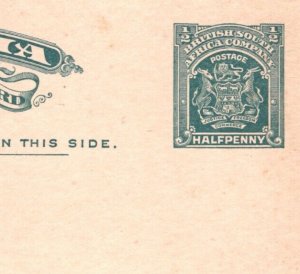 RHODESIA BSACo Unused ½d Postal Stationery Card {samwells-covers}MA440