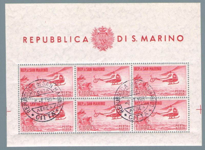 1961 San Marino, Bf N°22 Helicopter Used Cancellation FDC Excellent Quality'