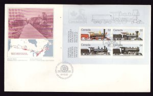 Canada-Sc#1039a-stamps on FDC-Trains-Locomotives-1984-