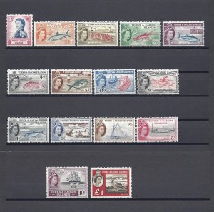 TURKS & CAICOS ISLANDS 1957 SG 237/50, 253 MNH Cat £120