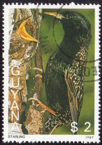 Guyana 1865a - Used - $2 Starling (1987) (cv $2.40)