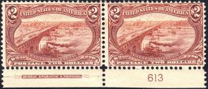 U.S. 293 FVF Plate # Impt. PAIR MH SCV$9,000.00 (121518)