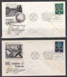 UN New York 81-82 Artcraft Set of Two Pencil FDCs