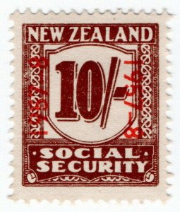 (I.B) New Zealand Revenue : Social Security 10/- (1957)