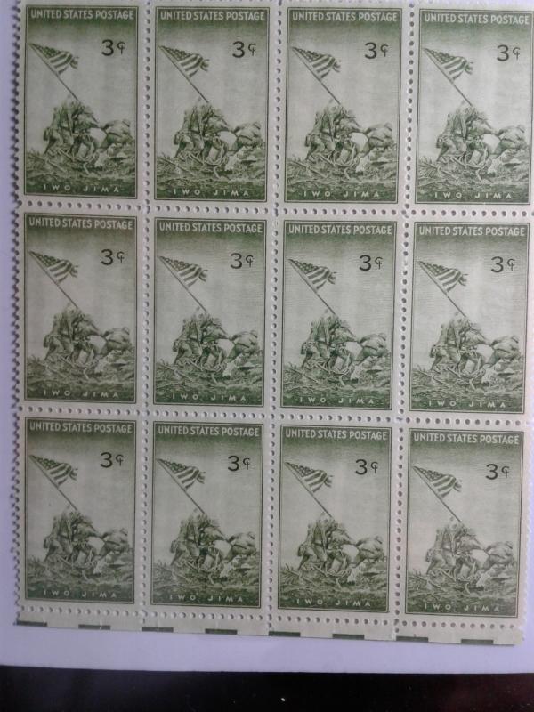 SCOTT # 929 MARINES- FLAG RAISING BLOCK OF 10 GEMS POST OFFICE FRESH