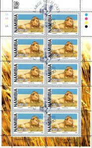 Namibia - 1998 Large Wild Cats $2 Lion Sheet Used SG 784