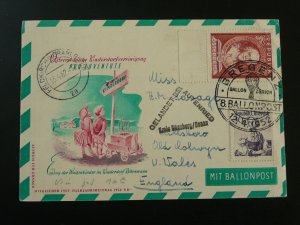 SOS Kinderdorf balloon ballonpost Pro Juventute card Austria 1952 (ref D20)