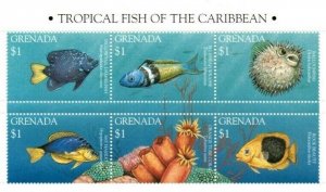 Grenada - 1995 - Tropical Fish - Sheet Of 6 - Scott #2476 - MNH