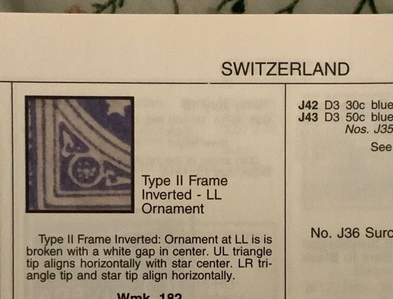 SWITZERLAND Sc#J19 INVERTED FRAME XF MLH OG V. WELL CENTRED CV$575.00 SEE SCANS