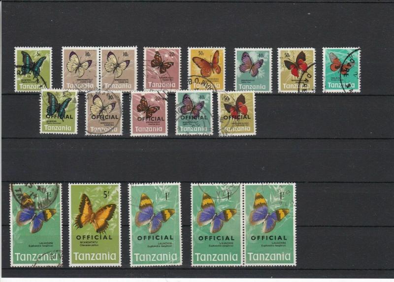 Tanzania Various Butterflies Some Officials Stamps Ref 24929