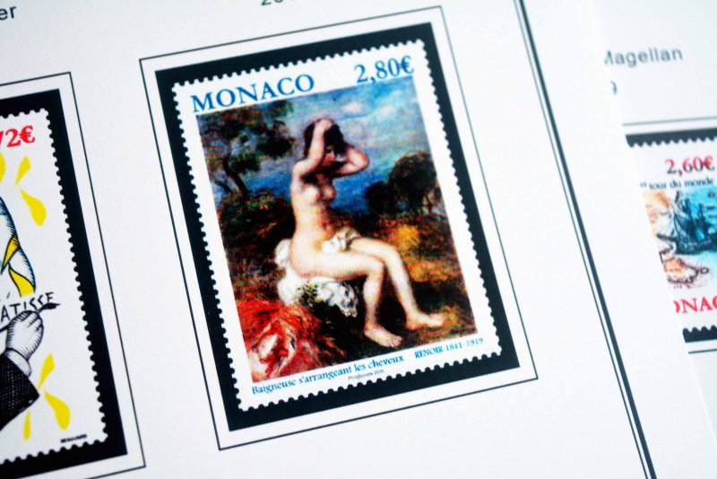 COLOR PRINTED MONACO 2011-2020 STAMP ALBUM PAGES (63 illustrated pages)