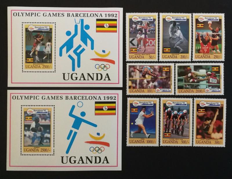 Uganda 1992** Mi.1131-38 + Bl.171, 172. Olympics [20;32]