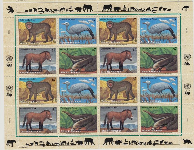 UN VIENNA MNH Scott # 6 different Endangered Species Sheets (96 Stamps)