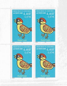 Andorra (French) (2000) - Scott # 524,   MNH Block of 4